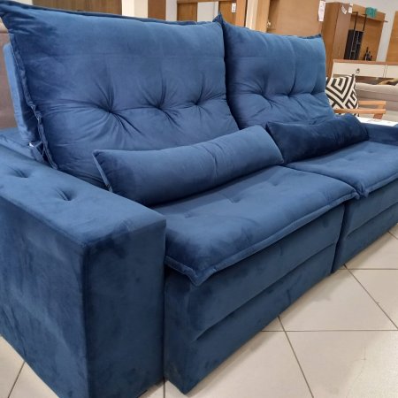 Sofa Retratil com Encosto Reclinavel Onix 240 cm Tecido Veludo Marron Claro 25019009