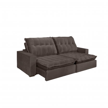 Sofa Retratil com Encosto Reclinavel Victory 250 cm Molas Ensacadas Tecido  P02 Suede Marron Claro 10545381