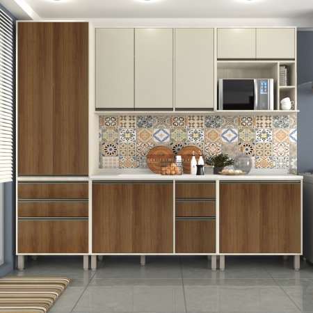 Cozinha Completa Linea 5 Peças 270 cm Mocca com Avelã 10146296-297-298-299-300-301