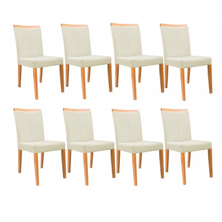 Conjunto de 8 Cadeiras Betania com Tecido Linho Bege Claro 28010082