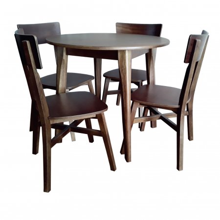 Mesa de Cozinha Belize 90 cm e 4 cadeiras Cor Pinhão 10623001-002